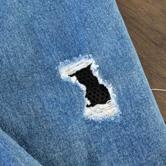 Stradivarius Straight Leg Jeans with Distressed Mesh Details size 2 - Picture 12 of 12